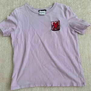 Keith Haring Purple Tee with Red Heart Patch
